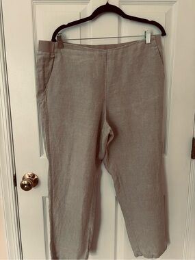J. Jill Linen Blend Crop Pants in Light Taupe